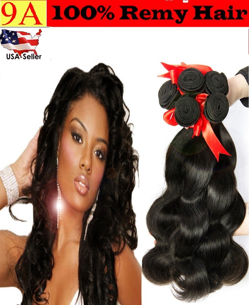9A Virgin REMY Body Wave 100% Unprocessed Human Hair Natural Black 1or3  bundles