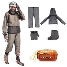 Bug Jacket S/M Anti Mosquito Netting Suit with Zipper on Hood Ultra-fine Mesh...