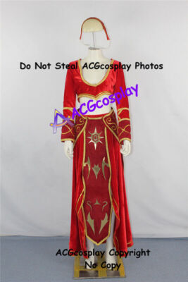 Female Blood Elf Mage Cosplay Costume red velvet fabric made acgcosplay costume