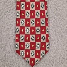 Geoffrey Beene Tie Necktie Mens Red Diamond Geometric Italian Silk USA Made
