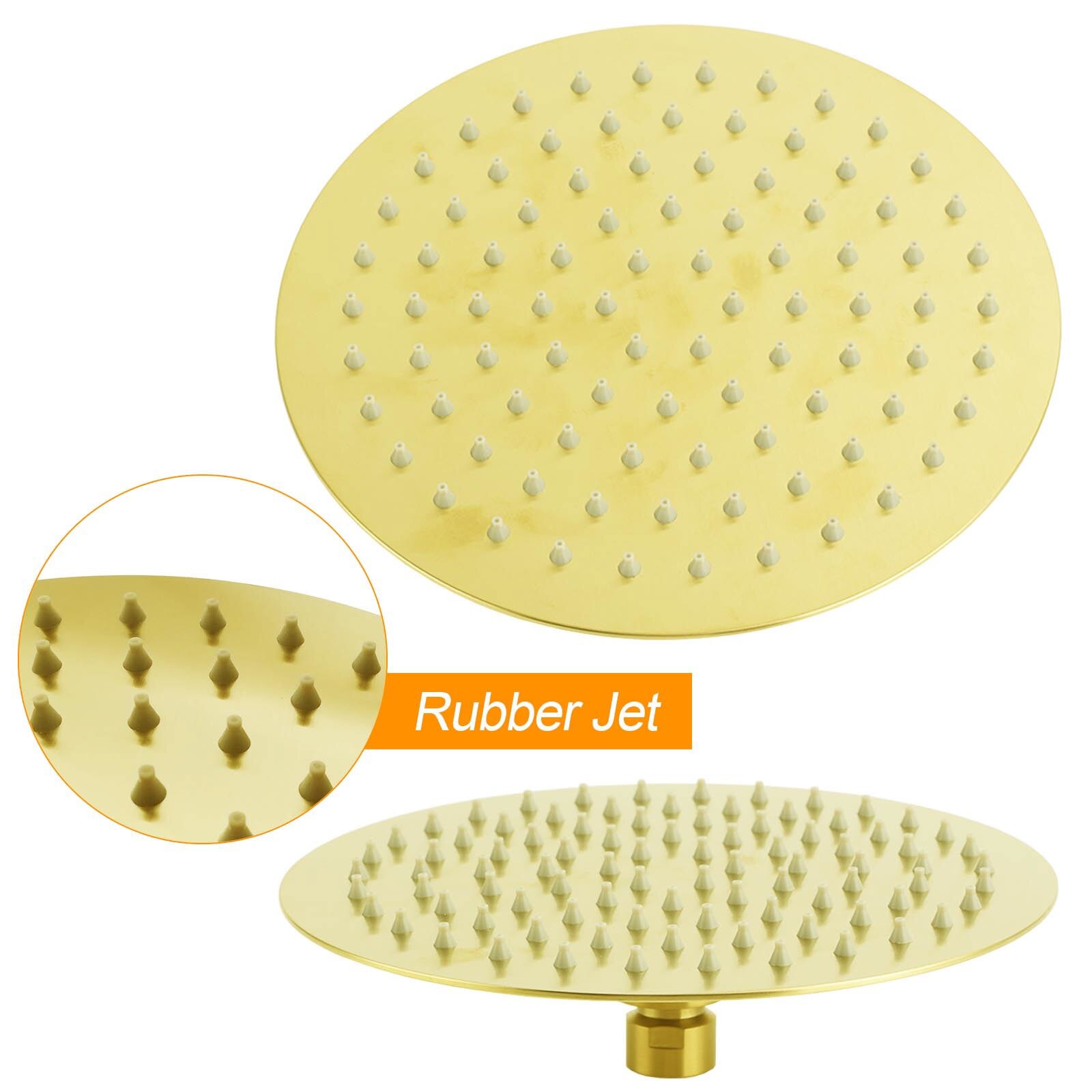 WELS Brushed Gold Round 12" Rain Shower Head Swivel Brass Gooseneck