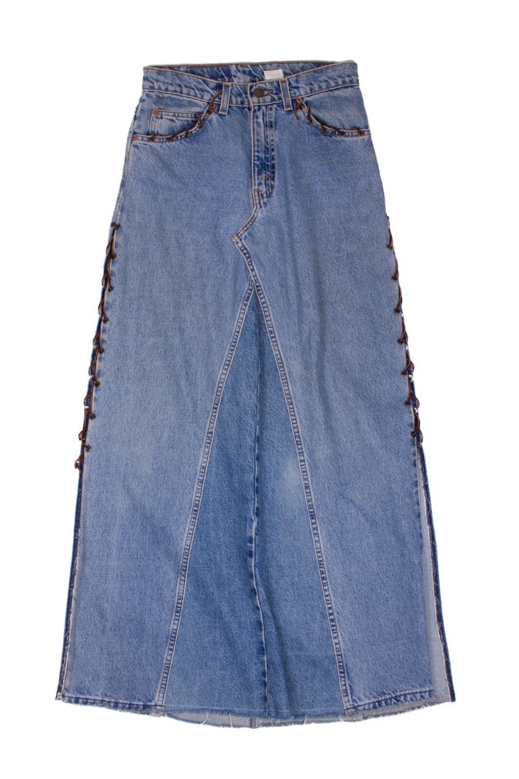 Levi's 550 Orange Tab Vintage 1996 Washed Blue Cotton Denim Maxi Skirts Size 28