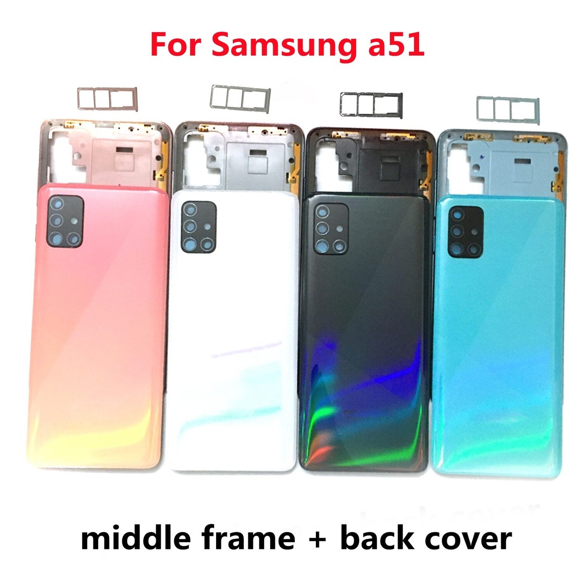 For Samsung Galaxy A51 A515 Housing Middle Frame+Battery Back Cover Rear  Cover