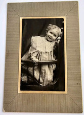 Antique Boarded Photo Adorable Young Little Girl Beautiful Child Curls Smiling