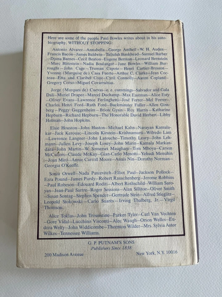 PAUL BOWLES / Without Stopping  ~ autobiography ~ 1st 1972 ~ hardcover - Image 3 of 4