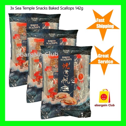 3x Sea Temple Snacks Baked Dried Scallop 142g Ready to Eat Snack Made
