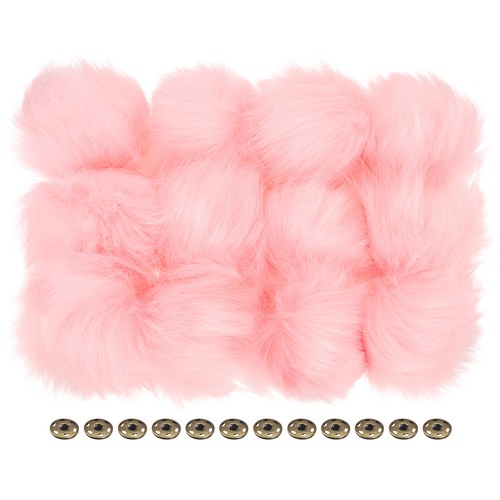 12Pcs Fluffy Soft Faux Fur Pom Poms for Hats with Snap Button, Pink eBay