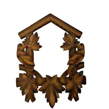 Vintage German Black Forest Cuckoo Clock Face Trim Birds Leaves 2Tone 7.75"X10.5