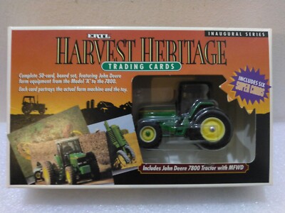 ERTL John Deere 7800 Tractor 1/64 Toy & 1994 Harvest Heritage Trading Cards Set