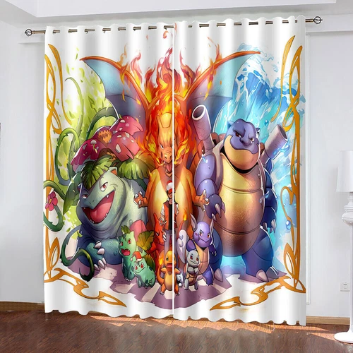 Kids Pokemon Pikachu Thick Thermal Blackout Curtains Eyelet Ring Top Drapes Gift - Picture 82 of 88
