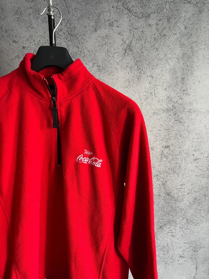 Coca Cola Team Fleece 1/4 Zip Sweatshirt Jacket Red men’s size M Long sleeve - Image 2 of 4