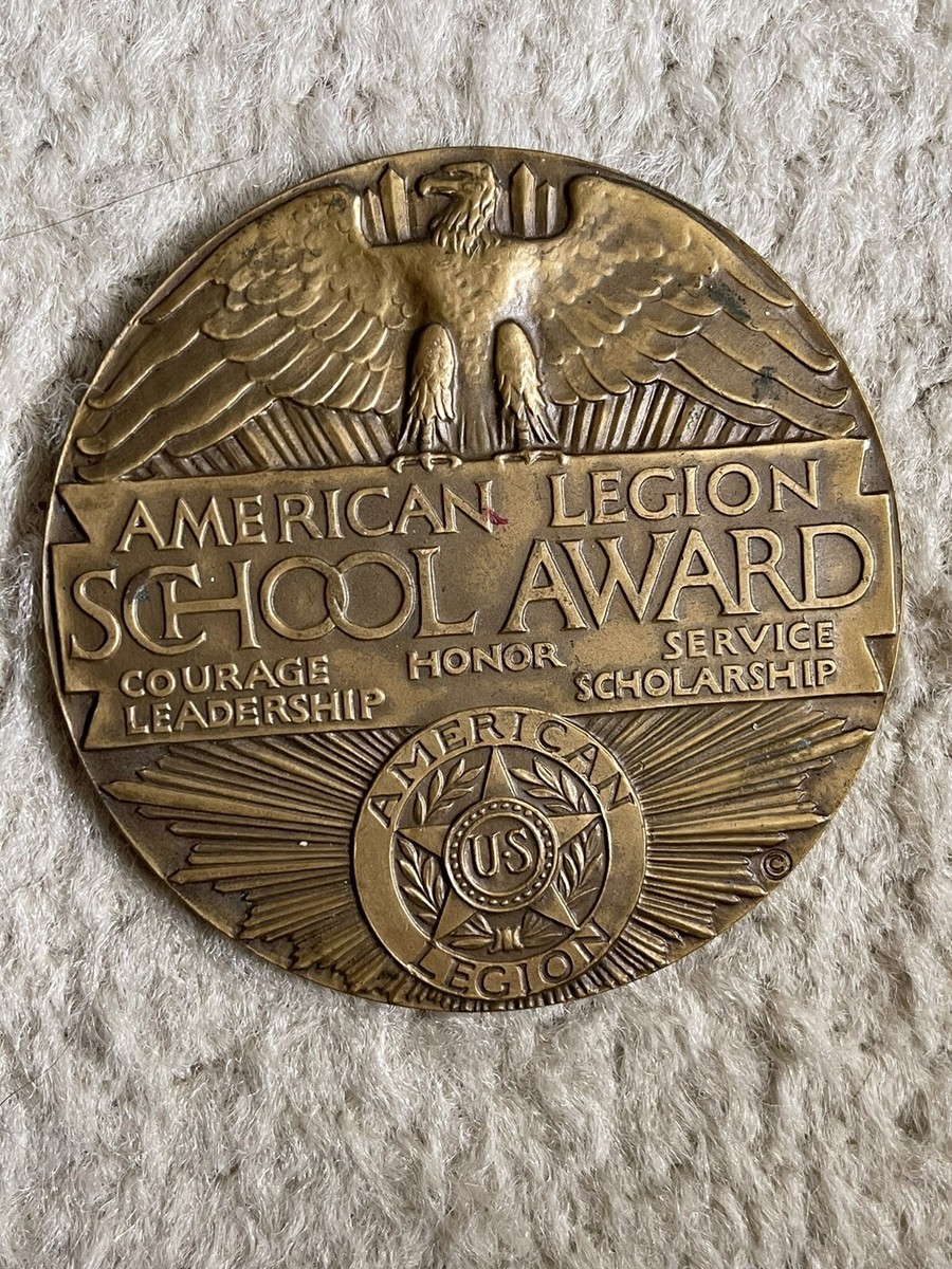 Vtg Bronze 1922 American Legion School Award For God & Country 3