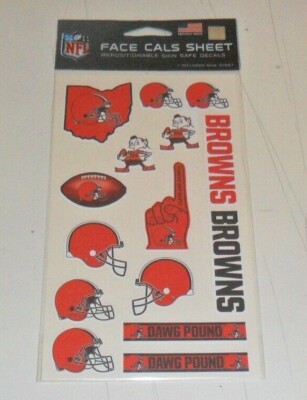  CLEVELAND BROWNS 15 TEMPORARY TATTOOS FACE CALS PEEL AND STICK 