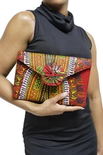 Red Dashiki African Print Clutch Purse