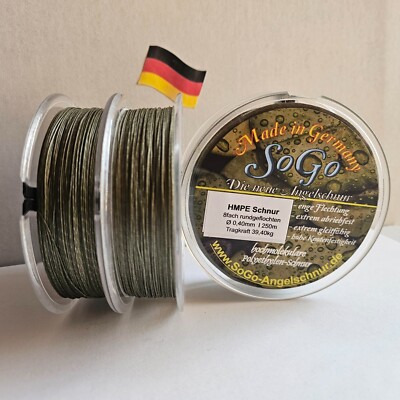 Angelschnur/ 8X rundgeflochten/ Spezial Raubfisch/ Ø0,40mm/ 250m/500m / TK39,4kg