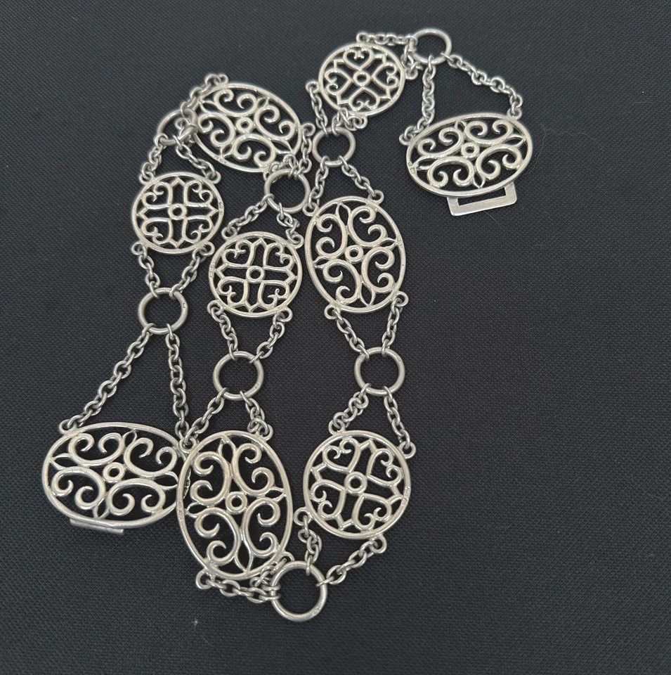 Cinturón Art Nouveau Lawrence Emanuel Birmingham sello plata esterlina maciza 1900 Foto 4 de 4