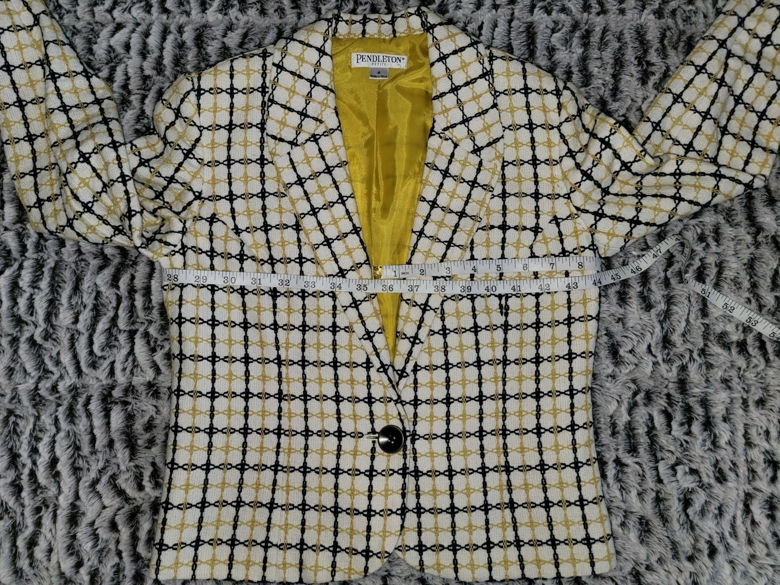 PENDLETON Petite  Yellow/White one Button Blazer … - image 5