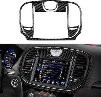 Real Carbon Fiber Console GPS Air Vent Outlet Panel Trim Fits 15-23 Chrysler 300