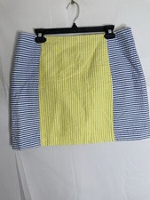 Vineyard Vines Skirt Womens Sz 8 Seersucker Mini Yellow Blue Striped Preppy 184