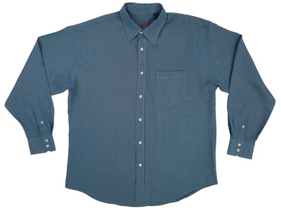 Bugatchi Uomo Checked Woven Hidden Button Down Shirt Blue Black White XL MINT!