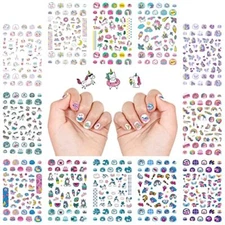 Small Nail Stickers and Decals for Kids Little Girls 12 Sheets Birthday Unicorn