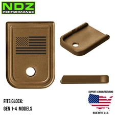 NDZ Glock 17 19 22 23 26 34 Gen 1-4 Magazine Base Pad Aluminum Bronze Cerakote