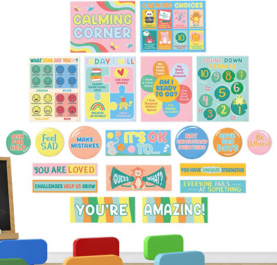 Calm Down Corner Soothing Calming Emotions Chart Bulletin Board Nook Set 20Pcs