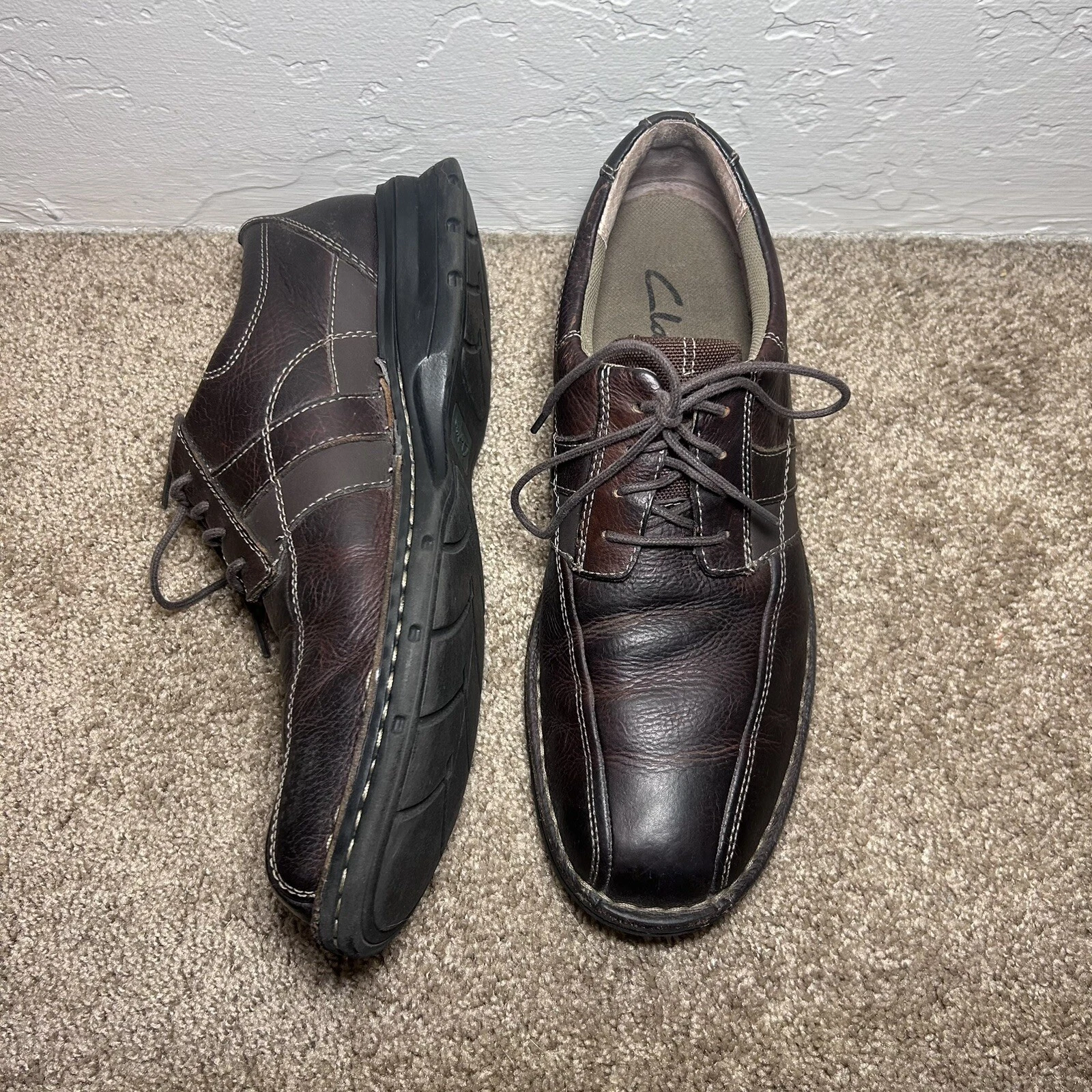 Scarpe Clarks uomo 11M marrone derby oxford pelle stringate casual comode 86235