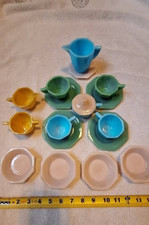 VINTAGE AKRO AGATE 1930's/40's CHILDS "GLASS" DISH/TEA SET. GOOD CONDITION 17 pc