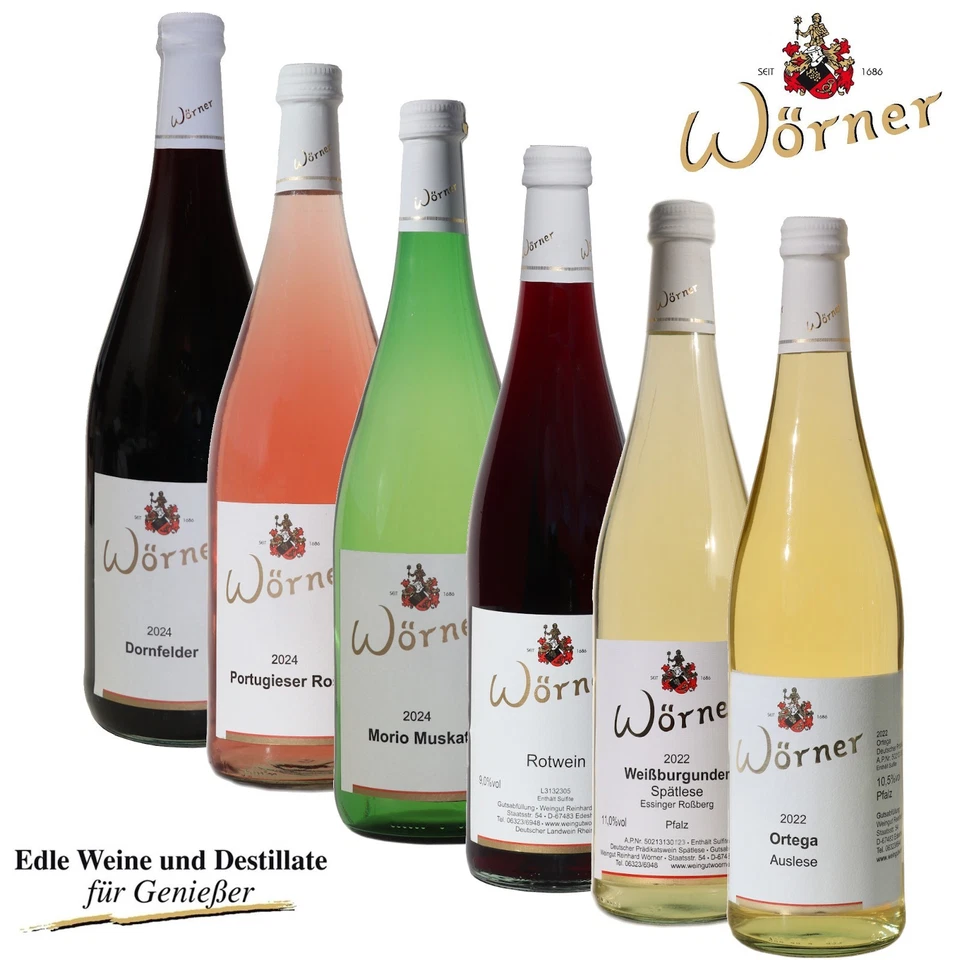 WEINGUT WÖRNER: 6 Fl. Wein Probierpaket, Weißwein Rotwein lieblich-süß Weinprobe