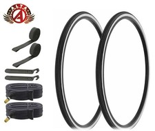 ALTA BICYCLE 27x 1 1/4 WHITEWALL TIRES ZIGZAG TOURING w/33mm SCHRADER Tube (8pc)