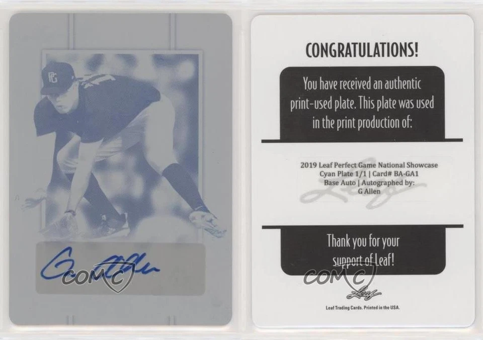 2019 Leaf Perfect Game National Showcase 1/1 G Allen #BA-GA1 Auto nd3 - Image 3 of 3