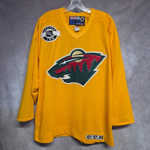 Vintage CCM NHL Minnesota Wild Center Ice Yellow Alternate Practice Jersey M - Picture 1 of 8