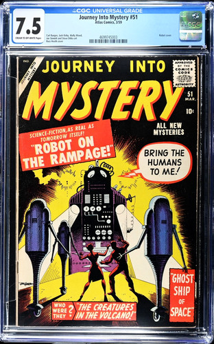 Journey into Mystery #51 (1959) CGC 7.5 VF- C/OW Atlas Robot on Rampage RARE PC