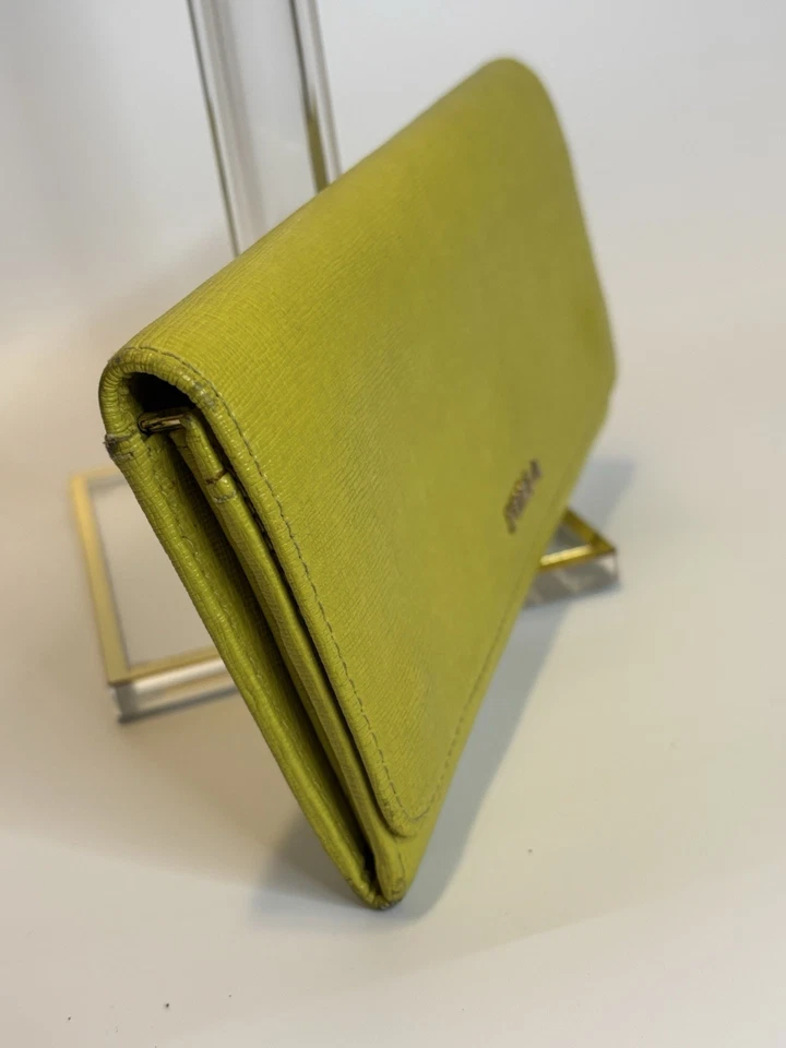 Cartera Continental FURLA Amarillo-Verde Cuero Doble Plegable Babylon AUTÉNTICA con Certificado de Autenticidad Foto 4 de 4