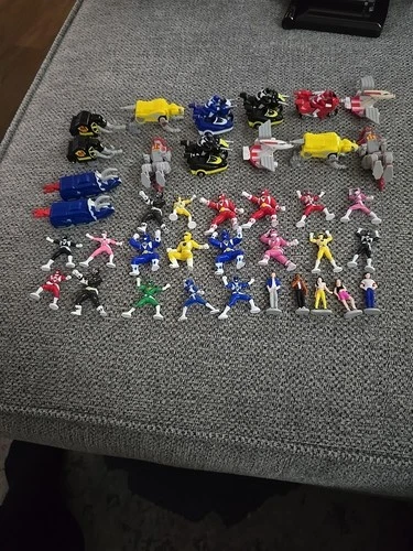Vintage Power Rangers Lot Of 38 Micro Machines, Small Figures, Zords & Bikes