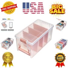 Semi Satchel Portable Craft Organizer with 3 Dividers - Clear Plastic Storage...