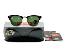 Ray-Ban Sunglasses RB3016 Clubmaster Classic Tortoise Frame Green Lenses 51mm