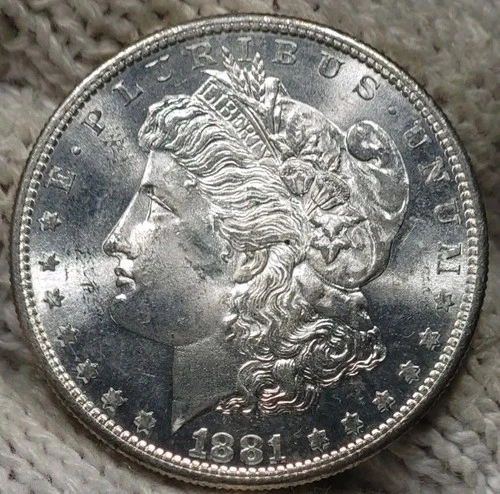 1881-s Morgan Silver Dollar Brilliant Uncirculated Cameo With Slight Mirrors