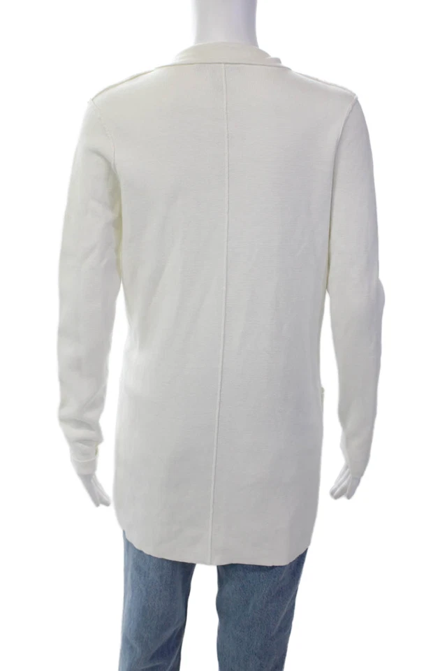 Cardigã feminino algodão por outono cashmere peito duplo abotoado branco tamanho XS - Imagem 3 de 4