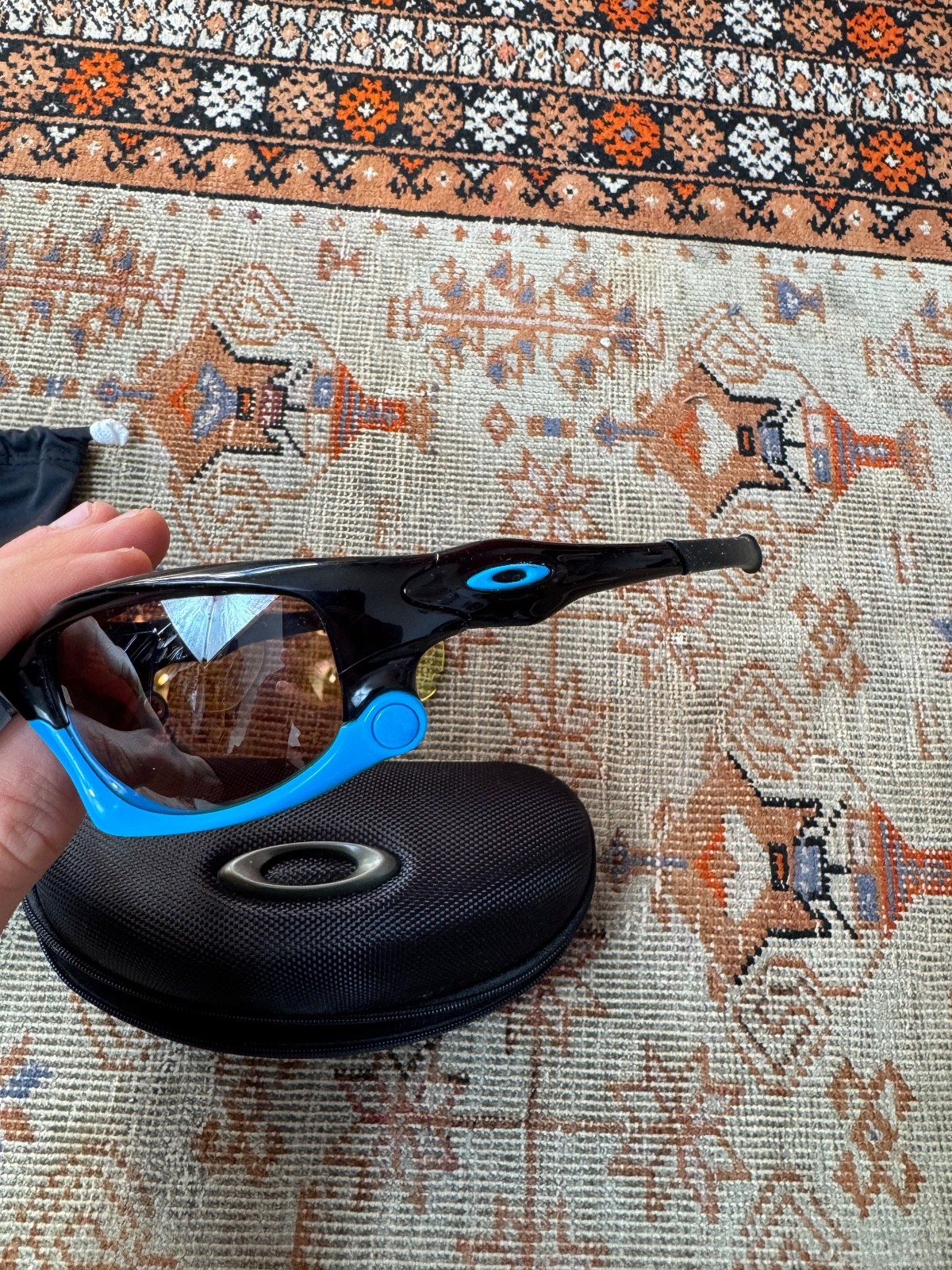 Vintage Oakley Split Jacket Sunglasses Black Blue… - image 8