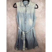 American Eagle Shirt Dress Womens Large Blue Ombre Sleeveless Braided Denim