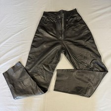 Vintage Harley-Davidson Pants Womens 6 Black Leather Motorcycle Riding 90s
