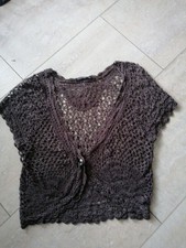 Häkelweste Gr 36/38 dunkelbraun Glanzgarn