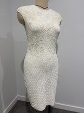 Alexander McQueen White Honeycomb Sleeveless Knit Dress - Size XL