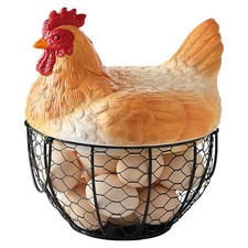Egg Basket Vintage Metal Storage Holder Egg Gathering Basket with Hen