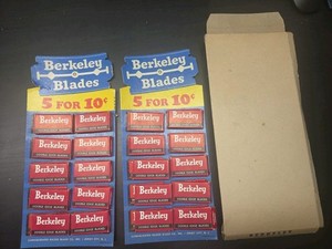 2 Old Advertising Store Display Berkeley Razor Blades Consolidated Jersey City 