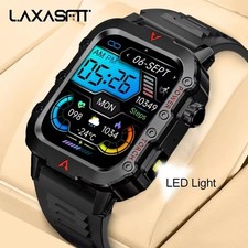 LAXASFIT Men's Smart Watch LED Flashlight Outdoor Sports Health Monitor