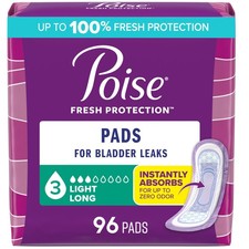 poise Incontinence Pads  Postpartum Incontinence Pads, 3 Drop Light 96 Count