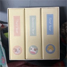 Baby Memory Books Set First to Third Year Animals Theme Multi-Color Keepsake